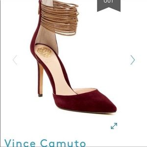 Vince Camuto Nayz Burgundy Suede Ankle Strap Heel 6.5